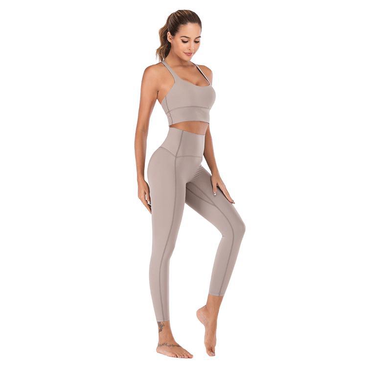 Yoga Sports Bra and Pants Set - Cotton Blend Activewear Suit