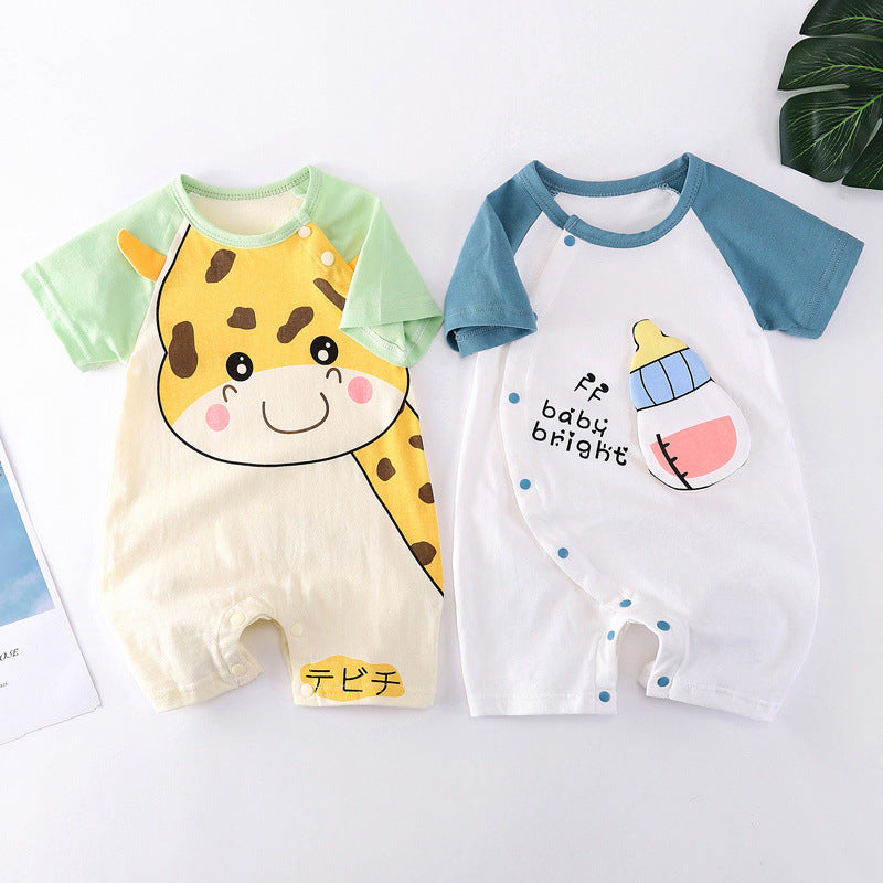 Baby Cotton Bodysuit - Soft Short Sleeve Romper for Infants & Toddlers
