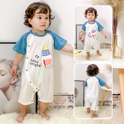Baby Cotton Bodysuit - Soft Short Sleeve Romper for Infants & Toddlers