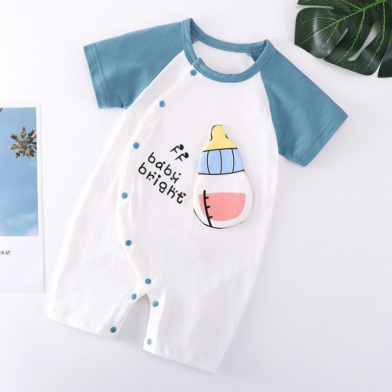 Baby Cotton Bodysuit - Soft Short Sleeve Romper for Infants & Toddlers