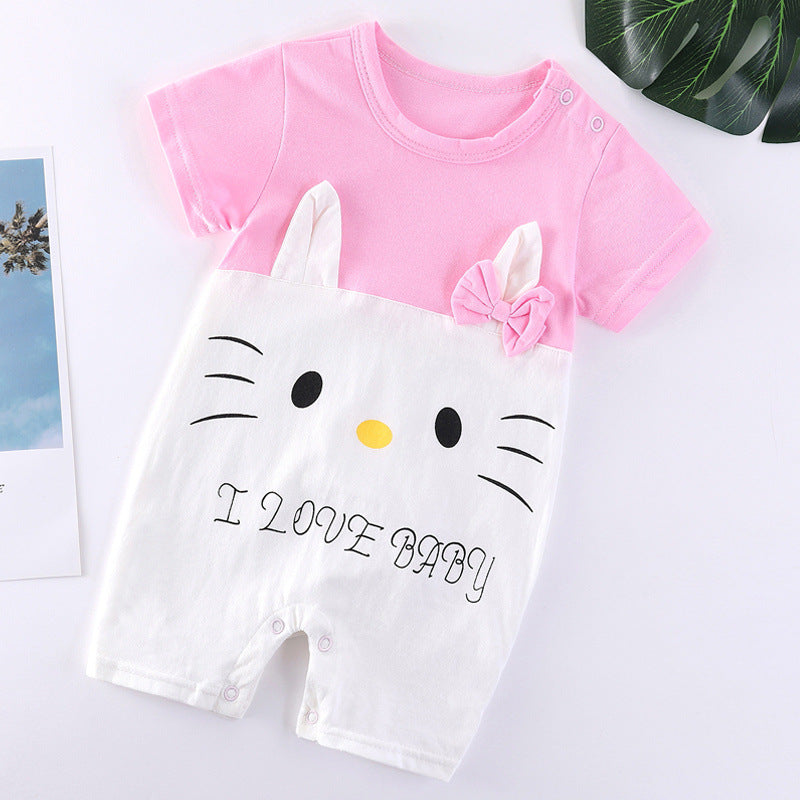 Baby Cotton Bodysuit - Soft Short Sleeve Romper for Infants & Toddlers