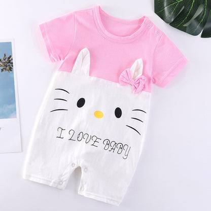 Baby Cotton Bodysuit - Soft Short Sleeve Romper for Infants & Toddlers