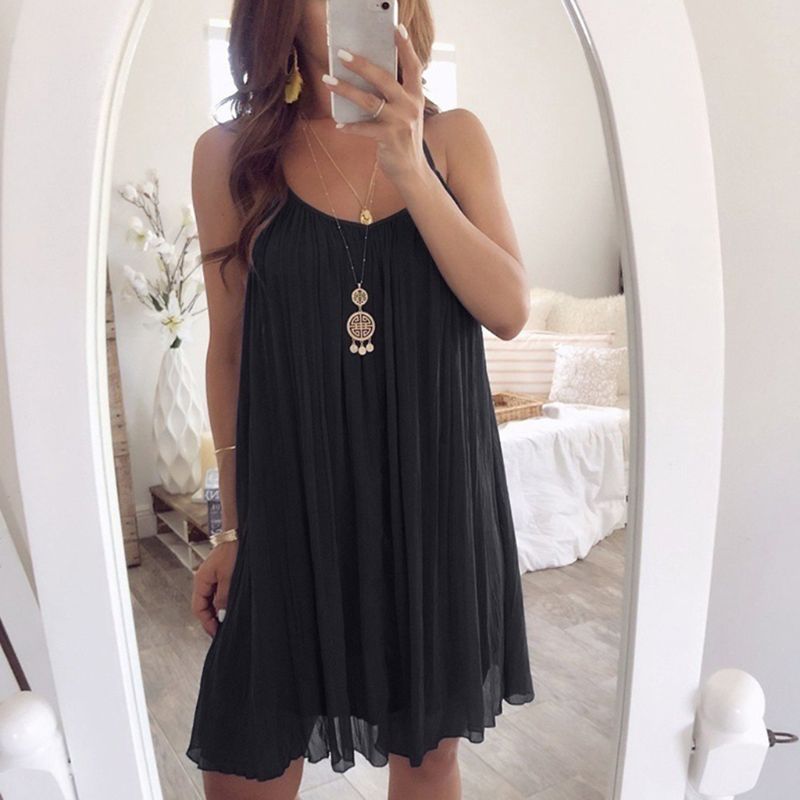 Women's Plus Size Chiffon Vest Mini Dress - Sleeveless Summer Dress