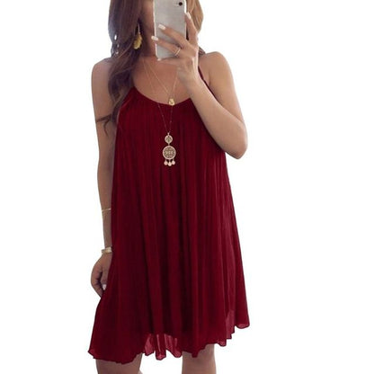Women's Plus Size Chiffon Vest Mini Dress - Sleeveless Summer Dress