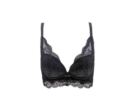 Wireless Gathered Bra Set - Floral Embroidered Lingerie