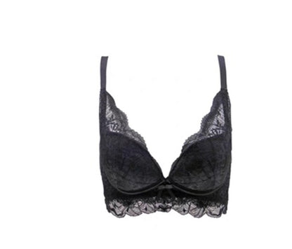 Wireless Gathered Bra Set - Floral Embroidered Lingerie
