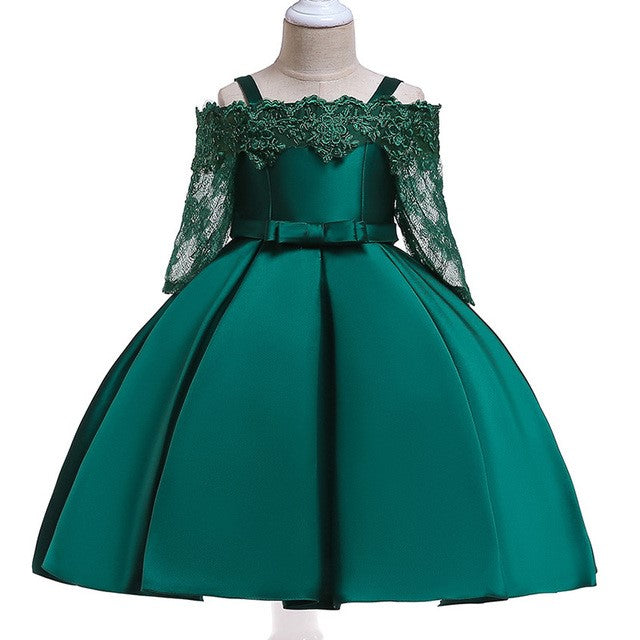 Girls Lace Dress - Elegant Polyester Dress for Toddlers and Kids