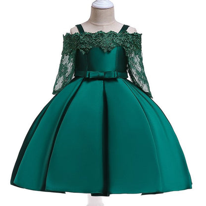 Girls Lace Dress - Elegant Polyester Dress for Toddlers and Kids
