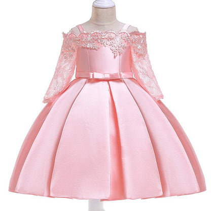 Girls Lace Dress - Elegant Polyester Dress for Toddlers and Kids