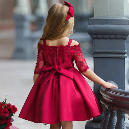 Girls Lace Dress - Elegant Polyester Dress for Toddlers and Kids