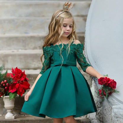 Girls Lace Dress - Elegant Polyester Dress for Toddlers and Kids