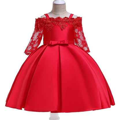 Girls Lace Dress - Elegant Polyester Dress for Toddlers and Kids