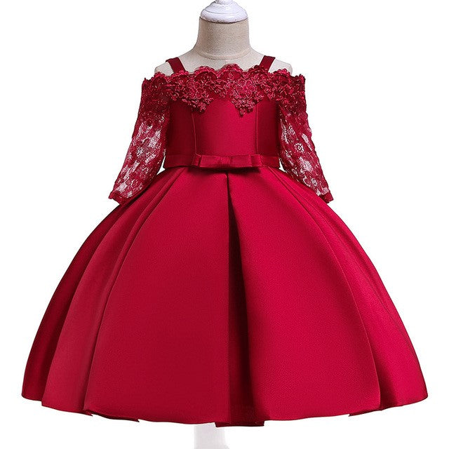 Girls Lace Dress - Elegant Polyester Dress for Toddlers and Kids