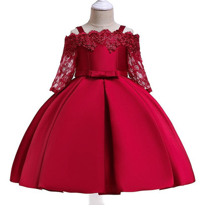 Girls Lace Dress - Elegant Polyester Dress for Toddlers and Kids
