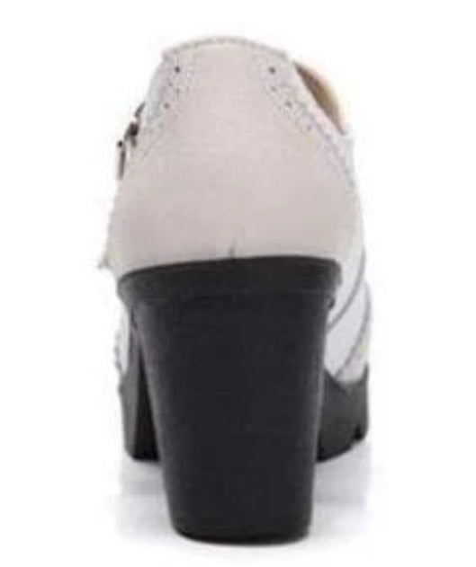 Women's Mary Jane Genuine Leather Retro Square Toe Pumps - Casual Dress Shoes