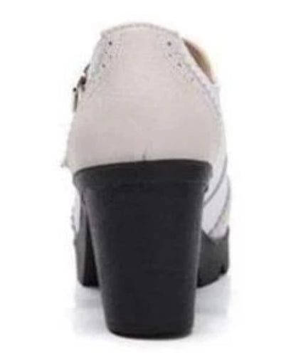 Women's Mary Jane Genuine Leather Retro Square Toe Pumps - Casual Dress Shoes