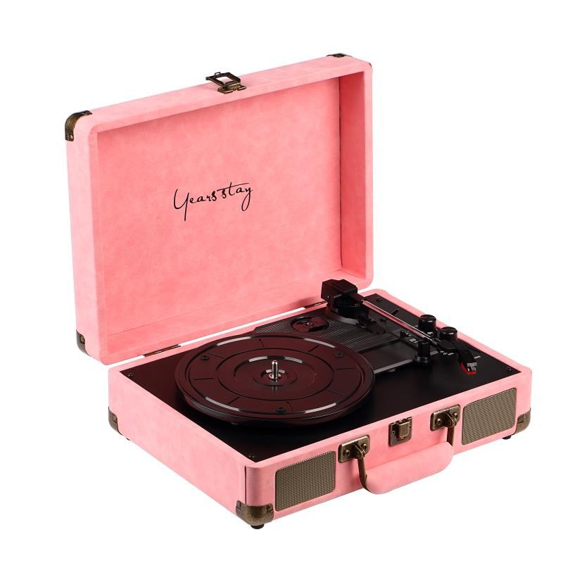 Vintage Bluetooth Turntable with Leather Case - Portable Vinyl Record Player