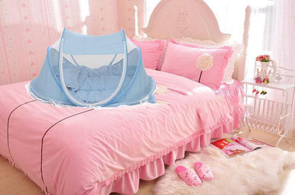 Foldable Baby Mosquito Net Bed - 3-Piece Set with Mattress & Pillow