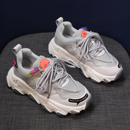 Women's Chunky Sole Sneakers | Synthetic Leather & Mesh Upper | Latex Insole | 5cm Heel | Sizes 35–40 | Green, Grey