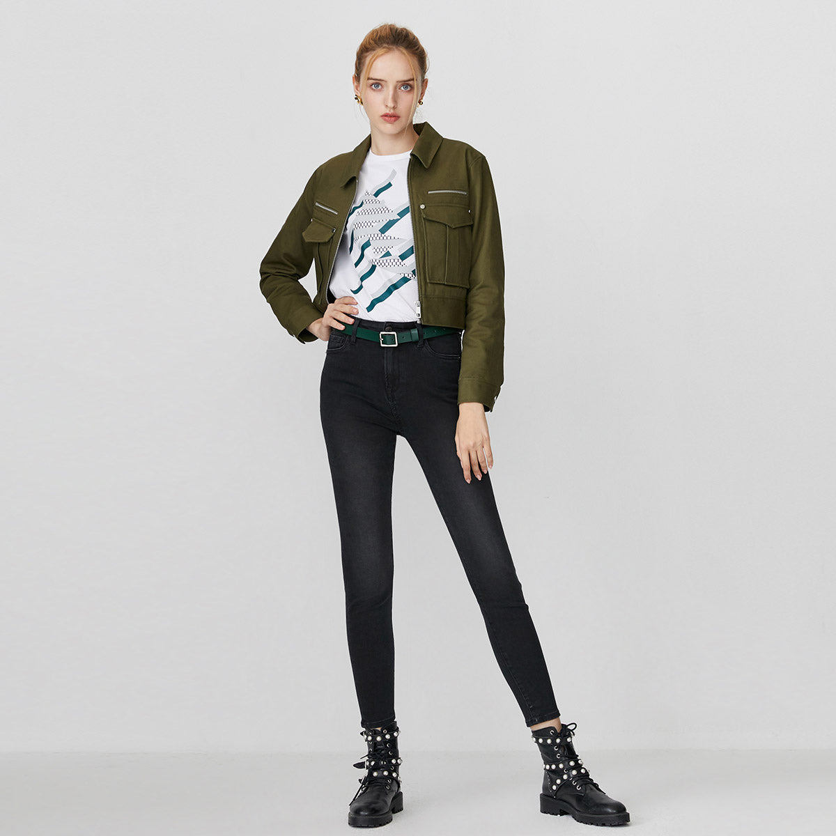 Women's Black Cotton Stretch Skinny Jeans - Mid-Rise Casual Denim Pants