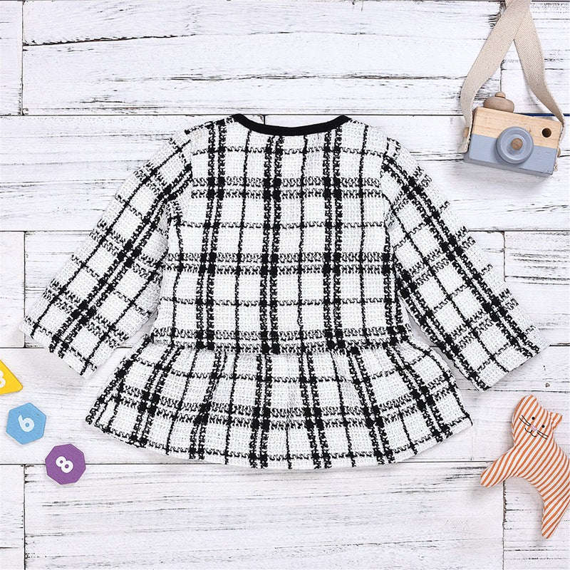Girls Knitted Sweater and Plaid Skirt Set - 2-Piece Outfit