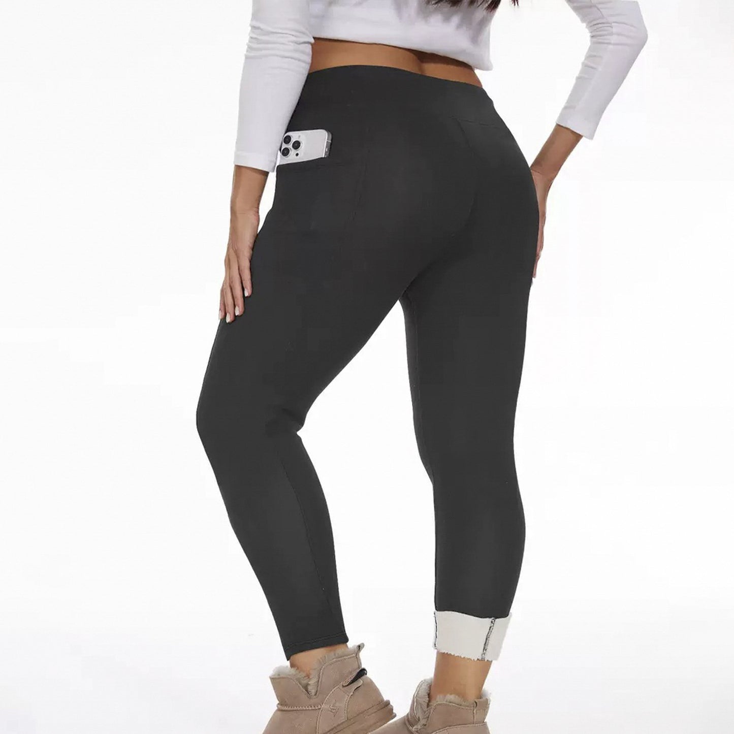 Fleece-Lined Padded Warm Pencil Pants - Tapered Cropped Trousers