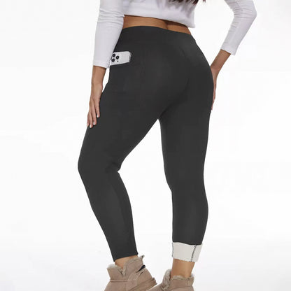 Fleece-Lined Padded Warm Pencil Pants - Tapered Cropped Trousers
