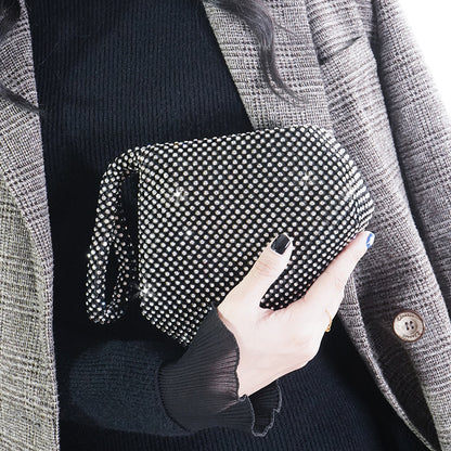 Elegant Rhinestone Evening Clutch - Dumpling Style Party Bag