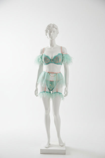 Lace Lingerie Set - Delicate Eyelash Trim Bralette & Panty Set
