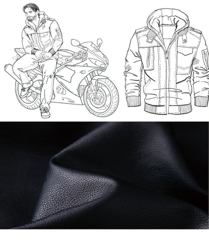 Men's Vintage Hooded Leather Jacket - Fleece Lined PU Outerwear