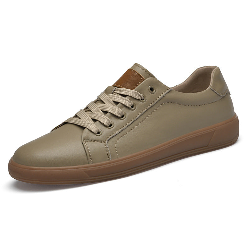 Premium Leather Lace-Up Casual Shoes - Men's Round Toe Low-Top Sneakers