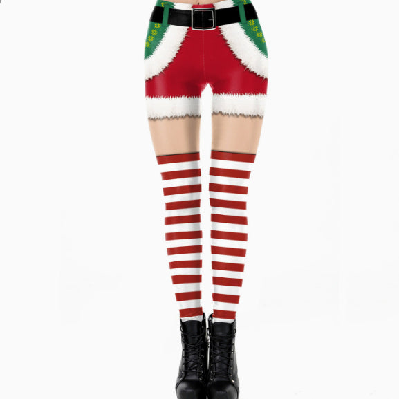 3D Printed High-Waist Yoga Leggings - Women's Full-Length Athletic Pants