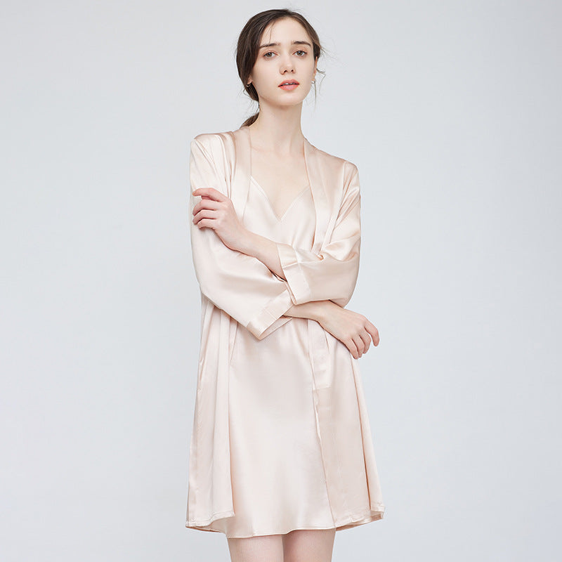 Women's Luxe Silk Slip Nightdress - 100% Pure Silk with V-Neck and Adjustable Spaghetti Straps