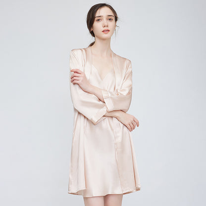 Women's Luxe Silk Slip Nightdress - 100% Pure Silk with V-Neck and Adjustable Spaghetti Straps