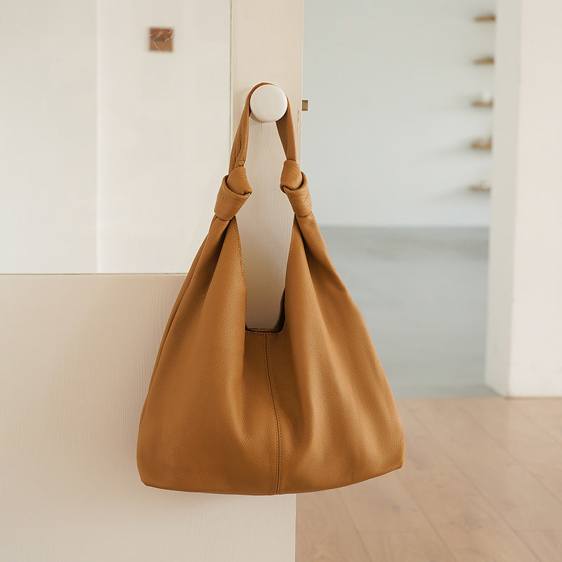 Genuine Leather Underarm Handbag - First Layer Cowhide Shoulder Bag