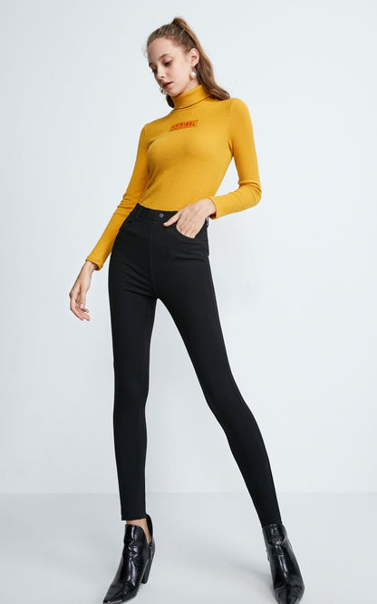 Black Stretch Leggings - Thin Fitted Outer Wear Pants