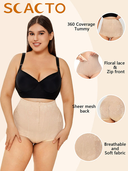 Women's High Waist Tummy Control Shapewear - Lace Body Shaper Underwear