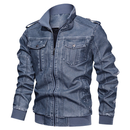 Men's Classic PU Leather Jacket - European Style Faux Leather Coat