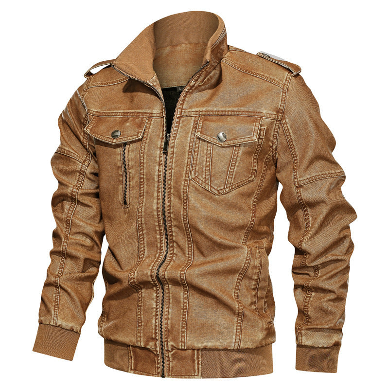 Men's Classic PU Leather Jacket - European Style Faux Leather Coat