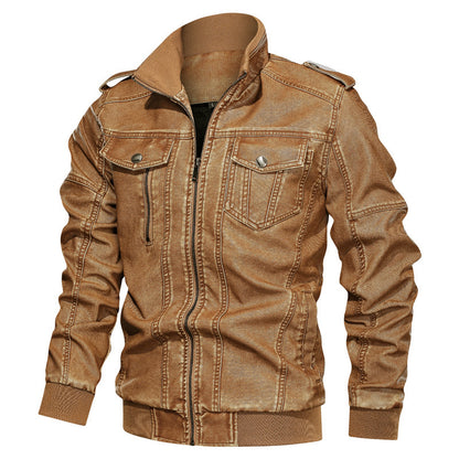Men's Classic PU Leather Jacket - European Style Faux Leather Coat