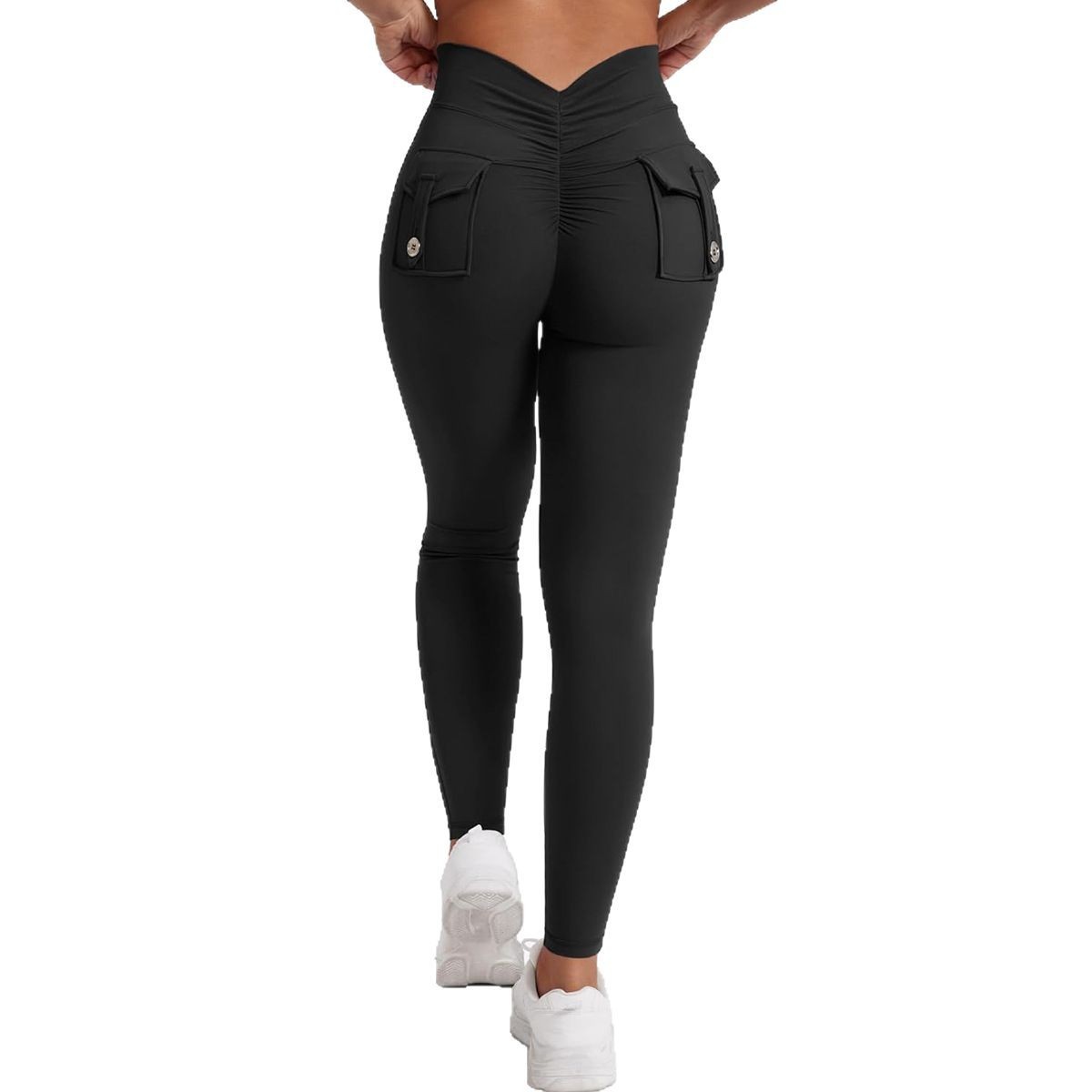 Peach Hip Yoga Pants with Pockets - Super Stretch Workout Leggings