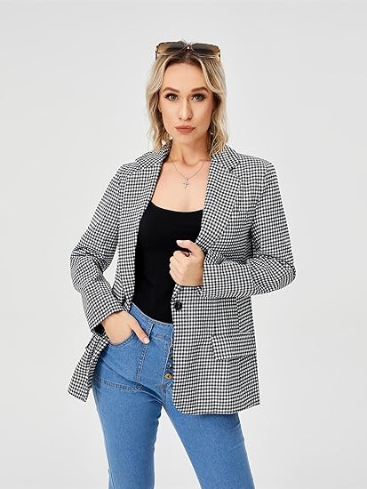 Women's Double Breasted Blazer - Long Sleeve Work Office Jacket