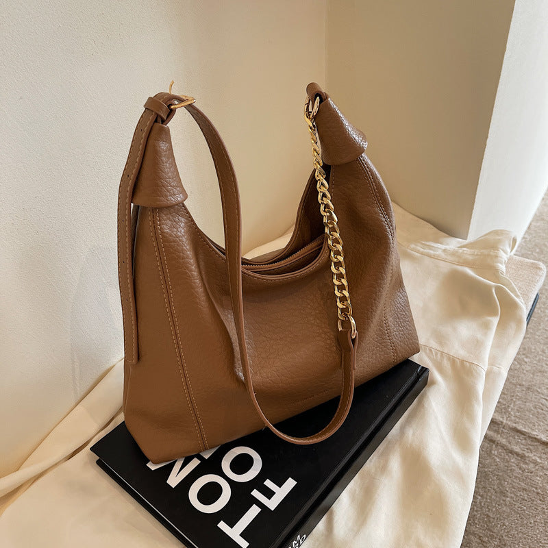 Retro PU Leather Tote Bag - Vertical Square Shoulder Bag