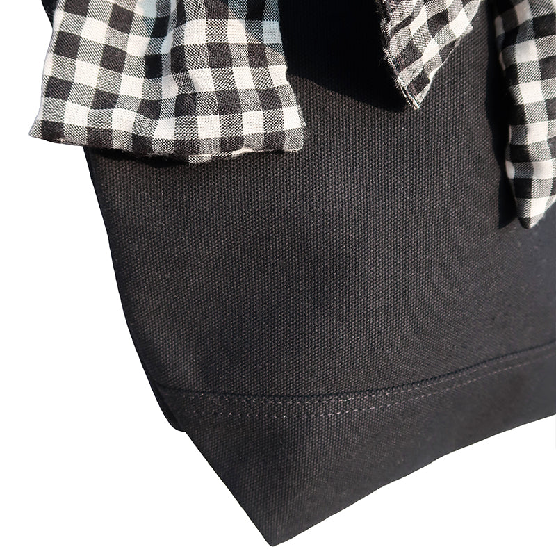 Nylon Plaid Tote Bag - Large Capacity Shopping Bag with Bow Detail