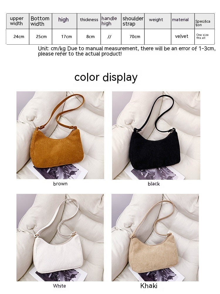 Women's Cotton Linen Shoulder Bag - Minimalist Underarm Tote Handbag