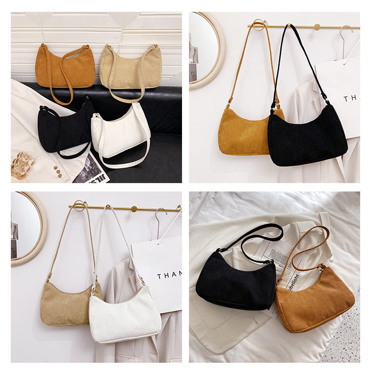 Women's Cotton Linen Shoulder Bag - Minimalist Underarm Tote Handbag