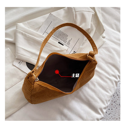 Women's Cotton Linen Shoulder Bag - Minimalist Underarm Tote Handbag