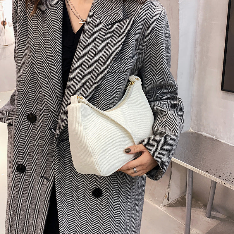 Women's Cotton Linen Shoulder Bag - Minimalist Underarm Tote Handbag