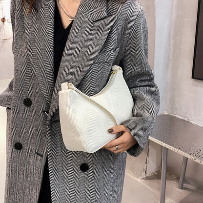 Women's Cotton Linen Shoulder Bag - Minimalist Underarm Tote Handbag