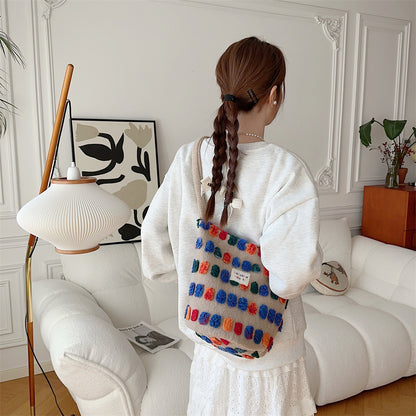 Plush Bucket Crossbody Bag - Soft Shoulder Bag with Multiple Compartments